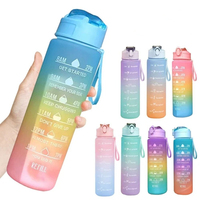 750ML Large Capacity Water Bottle Portable Plastic Clear Drink Bottle with Time Marker Motivational Sports Water Cup