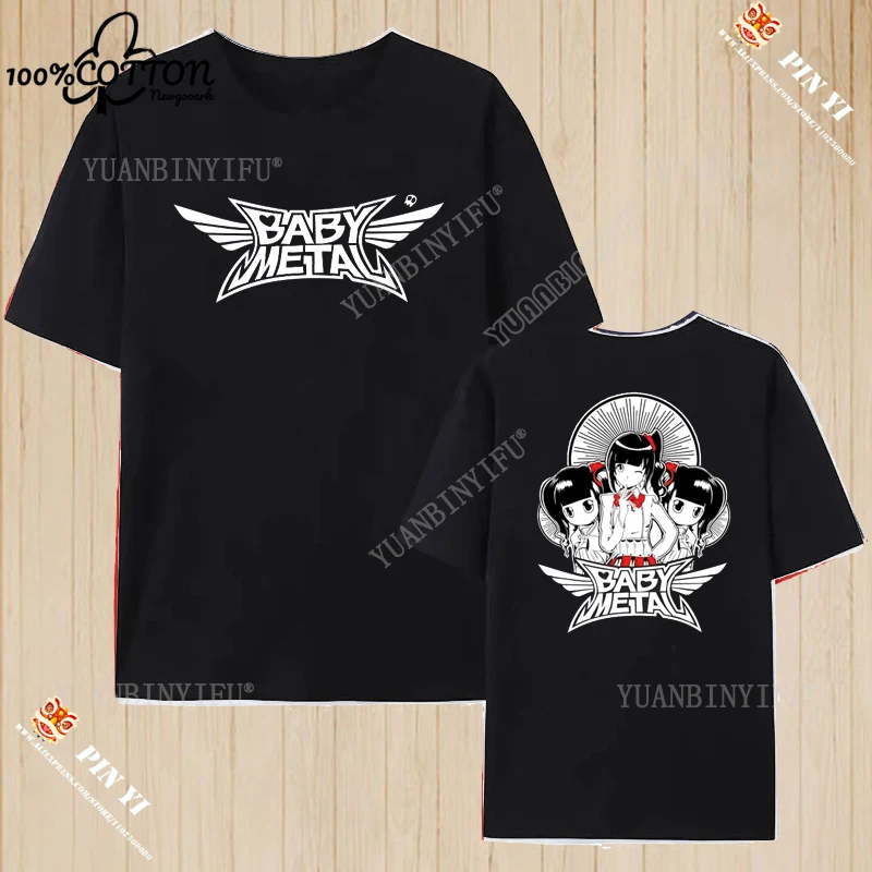클래식 패션 일본 헤비 메탈 아이돌 밴드 BABYMETAL 헤비 메탈 프린트 여성 코튼 티셔츠 Y2K 통기성 캐주얼