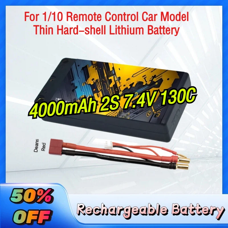 

VSVAW 4000mAh 2S 7.4V 130C Rechargeable Battery for 1/10 Remote Control Car Model Thin Hard-shell Lithium Battery