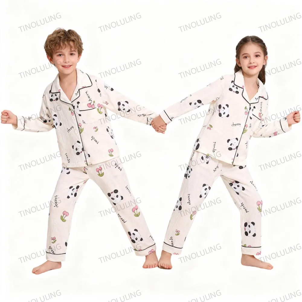 New Autumn Kids Pyjamas Children Sleepwear Baby Set Boys Girls Cartoon Long Sleeved Pijamas Cotton Nightwear Clothes Pajamas Set