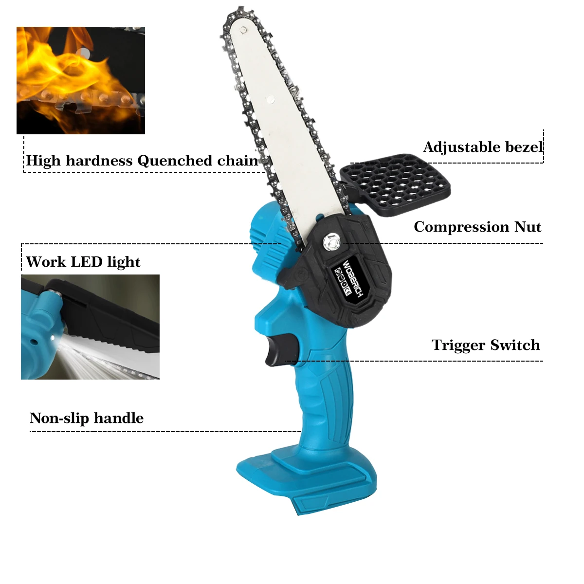 6 Inch cordless mini chainsaw 6 Inch mini Pruning Saw Electric Chainsaw body compatible For 18V Makita (No Battery)