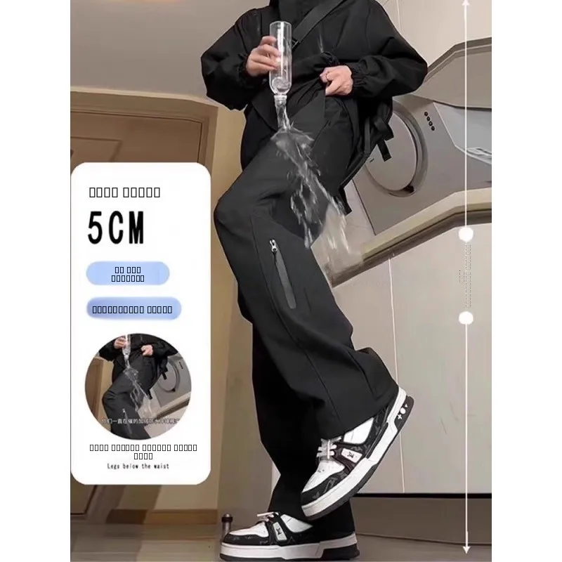 Thiened Fce الدفء الرجال الخريف الشتاء الرياضة في الهواء الطلق فضفاضة عادية مستقيم الساق السراويل مقاوم للماء ألياف البوليستر