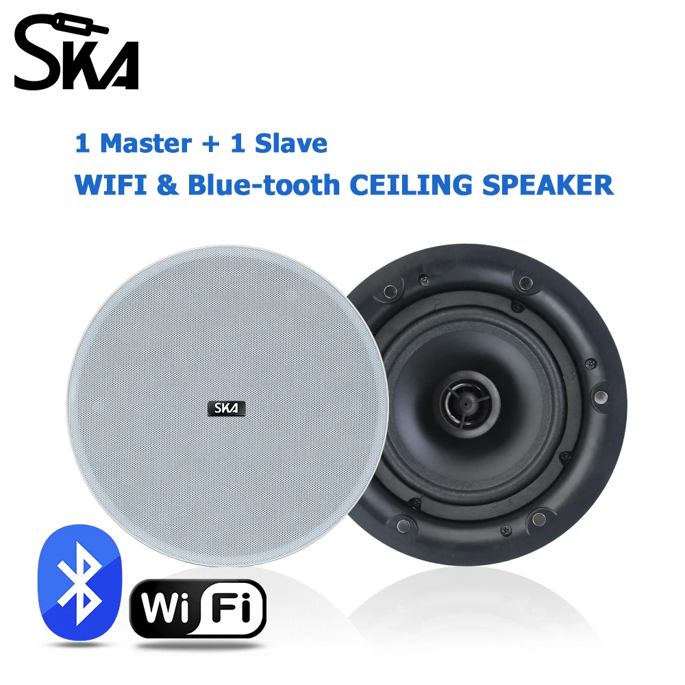Home 2pcs 30W WiFi Ceiling Speaker Bluetooth Theater Speakers Built-in Class D Digital Amplifier for Indoor Ceiling Audio System