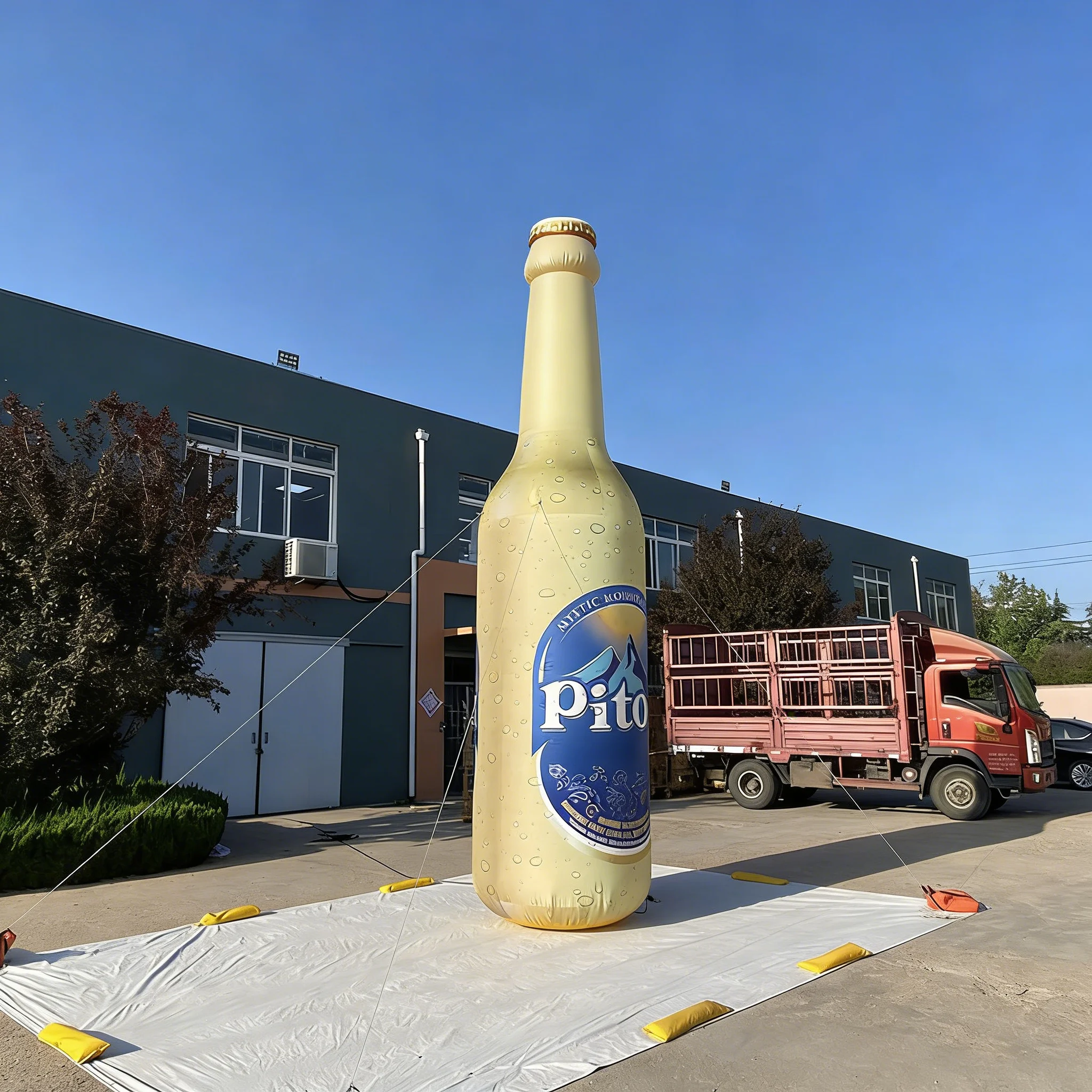 Giant Inflatable Beer Bottle with Custom UV Printing Airtight Design PVC Material 6m Model for Event Promotion