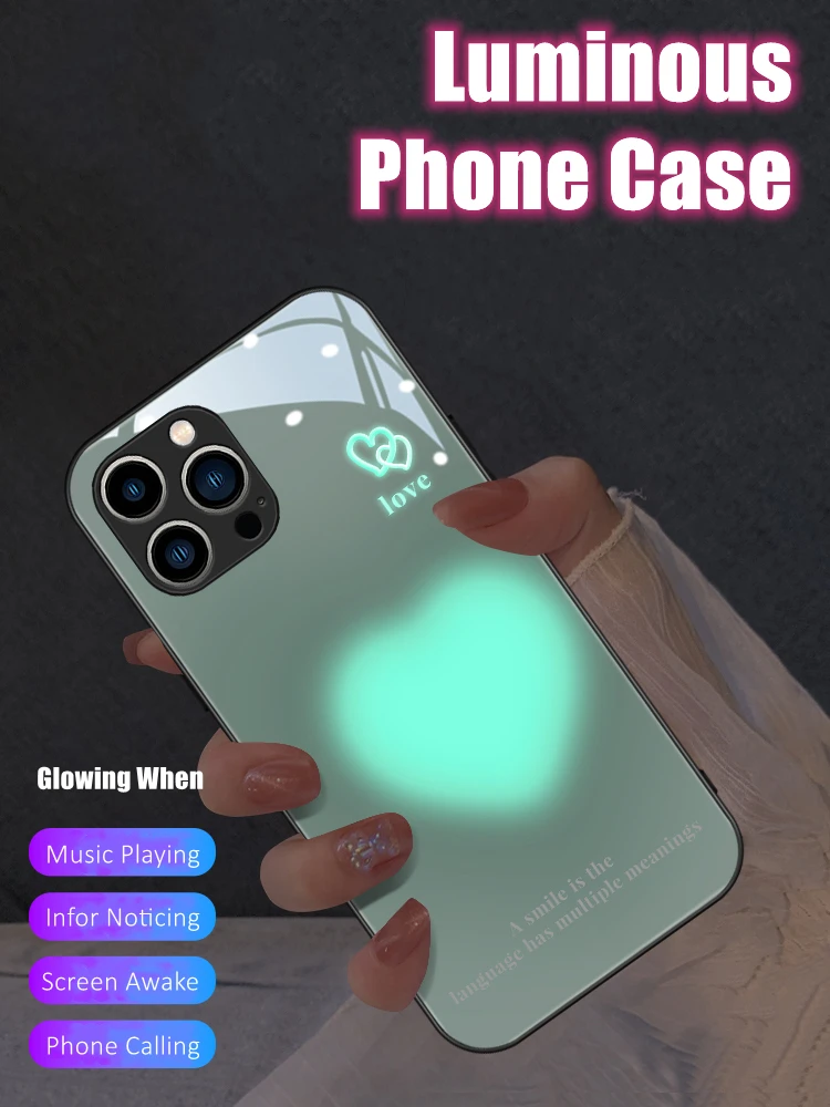 

Cool Couples Love LED Light Glow Luminous Phone Case for Samsung S24 S22 S23 Note 10 20 A14 Plus Ultra Boyfriend Girlfriend Gift