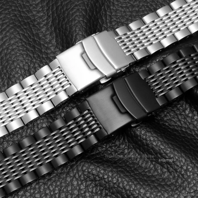Pulsera de acero inoxidable de malla sólida para Seiko, correa de reloj con hebilla desplegable de buceo de Metal de 18mm, 20mm, 22mm y 24mm para pulsera Rolex