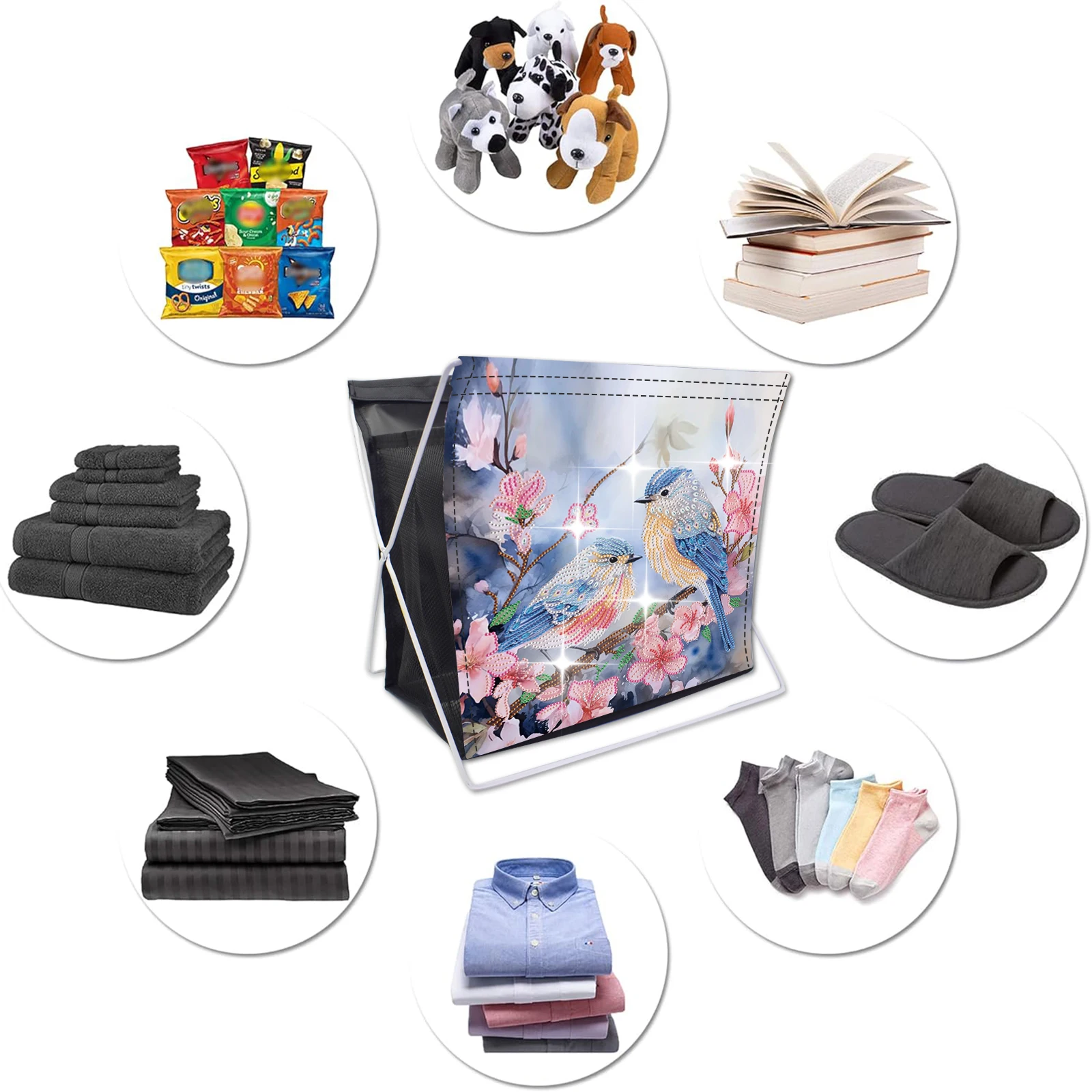1pc/Set DIY Butterfly Diamond Painting Storage Baskets Ultra Large Capacity Canvas Diamond Art Storage Boxes for Organizing