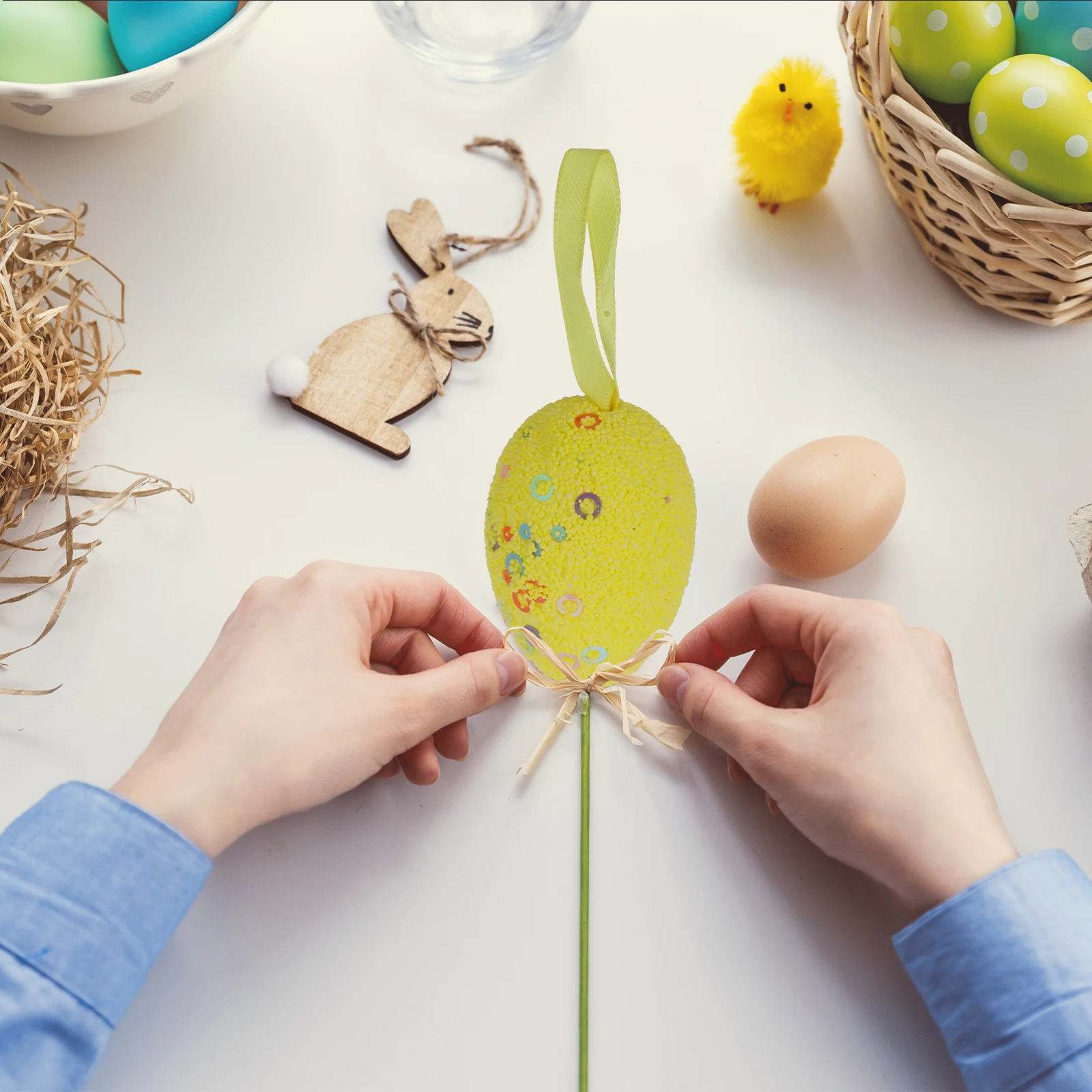 

12 Pcs Eggs Easter Pendant Ornament Hanging Decorations Colorful Ornaments