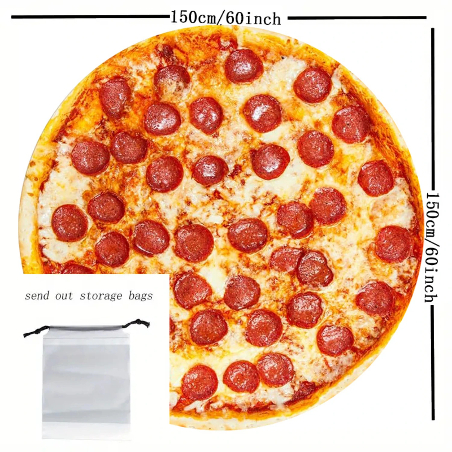 1pc Ham Pizza Print Blanket, Funny Food Flannel Round Blanket, Soft Warm Throw Blanket Nap Blanket For Couch Sofa Office Bed Cam