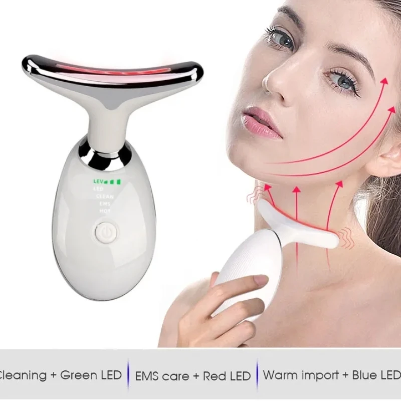 Portable 7 in 1 Facial Neck Beauty Device Wrinkle Removal Anti Aging Lifting Neck Tightening Device Skin Rejuvenation Massager