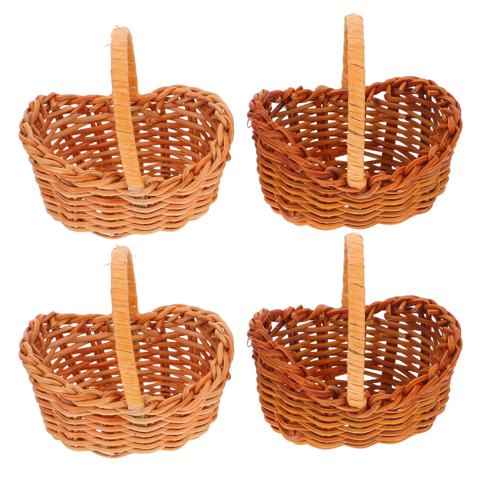 

Набор из 4 миниатюрных корзинок с ручками, реалистичная деревенская отделка, для декора миниатюрных домиков, реквизит для пикника, аксессуар для фотосъемки