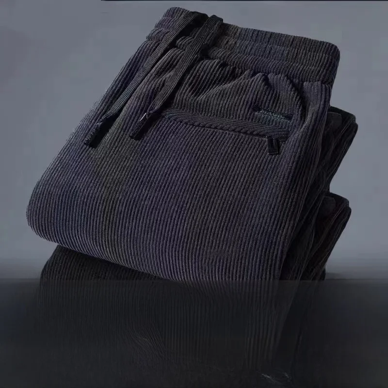 

Мужские повседневные свободные прямые брюки на подкладке Thiened Fce, зимние модные вельветовые брюки, удобные теплые полиэфирные волокна