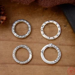 Ciondoli con ciondoli in argento Sterling S925 per donna uomo catena ad anello chiuso retrò fibbia di collegamento nuovi gioielli di moda all'ingrosso