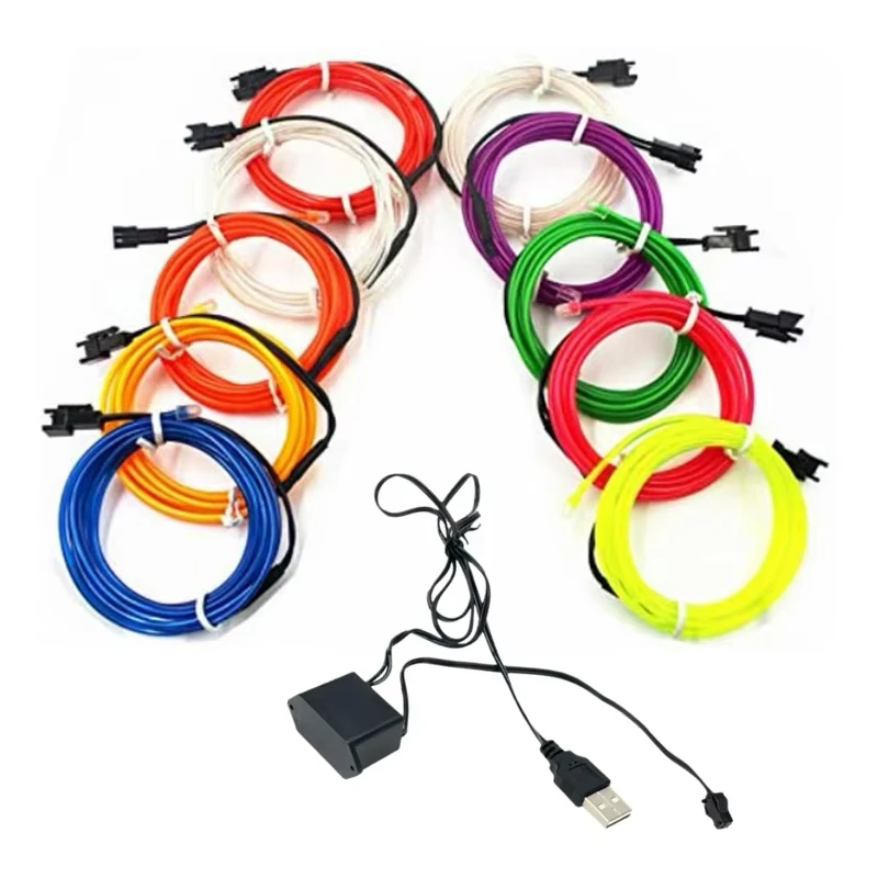 

1M/2M/3M/5M Car Interior Lights Decorative Lamp EL Wiring Neon Strip For Auto DIY Flexible Ambient Light USB Party Atmosphere