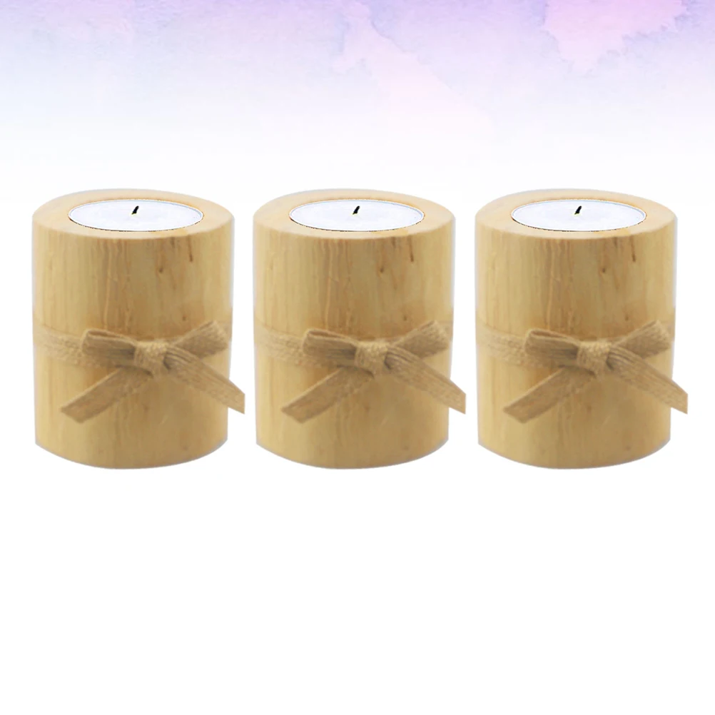 

3pcs Pine Wood Tealight Holders Candlesticks Crafts Ornament For Home Wedding Party Gift Wooden Succulent Pot Aromatherapy