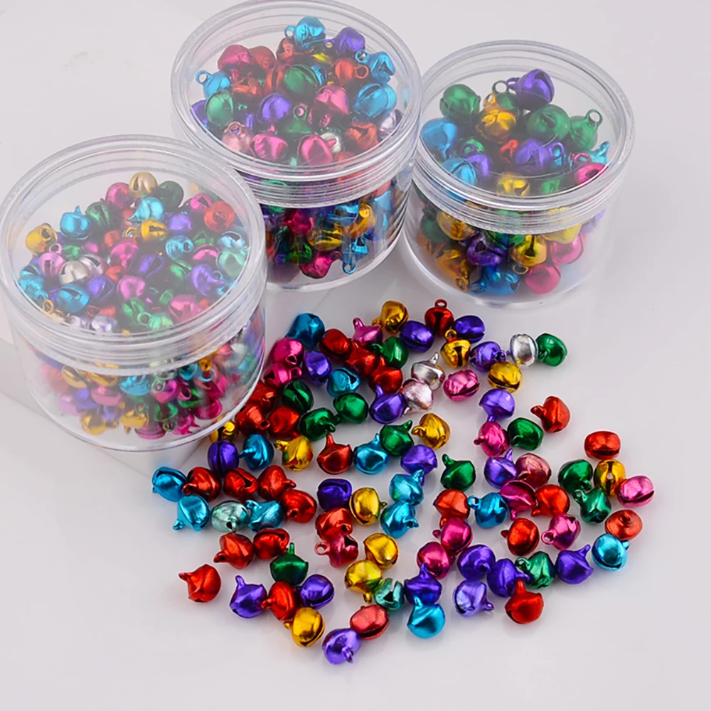 50-300pcs Christmas Jingle Bells,8-14mm Colorful Christmas Crafts Jingle Bells,New Year Ornament Gift Mix Colors Loose Beads