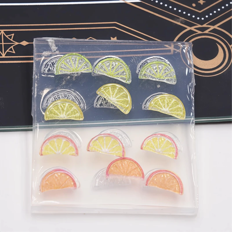 Lemon Slice Silicone Mold Handmade Ultra-light Clay Resin Clay Creation Half Side Lemon Slice Decoration Item Small Pendant Mold