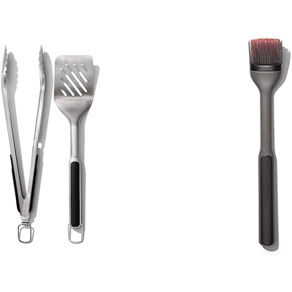 

Инструменты для гриля OXO Good Grips, набор щипцов и токарных станков, черные и хорошие инструменты для гриля с ручками, кисть для наметки, черный