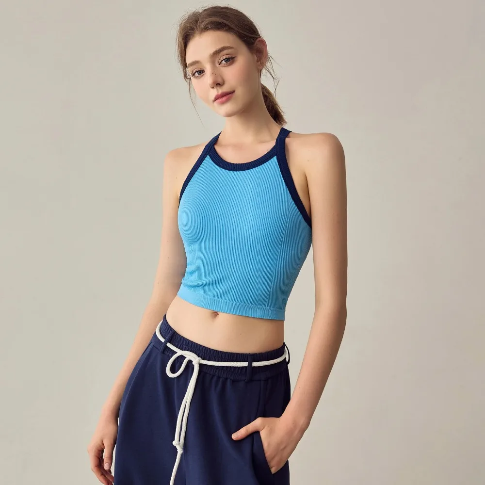High Neckline Sports Tank Top Breathable Comfortable Sports Underwear with Chest Cushion Soft Fitness Tank Top Sports Wear