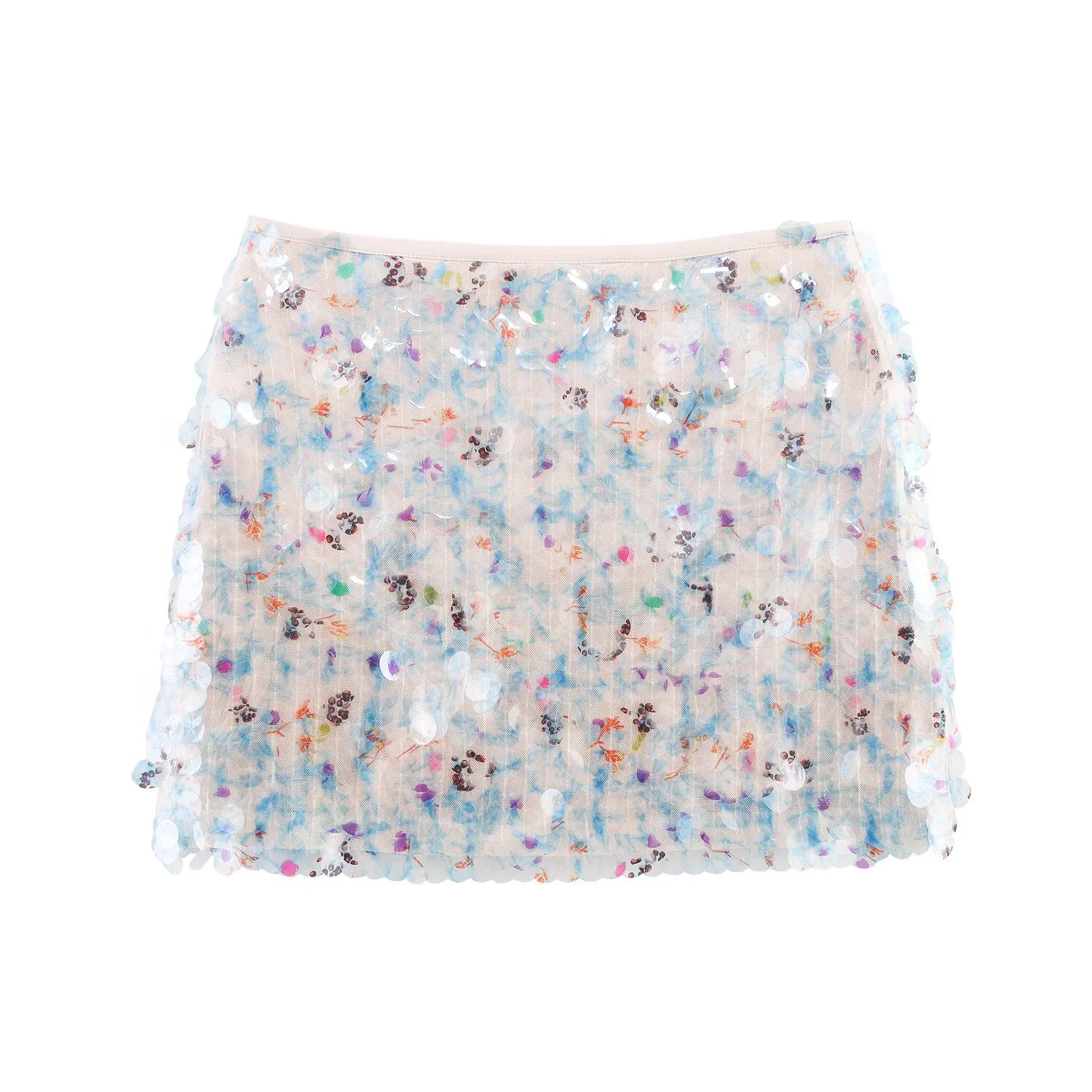 ملابس نسائية صيفية أوروبية وأمريكية جديدة، تنورة قصيرة بسيطة وعصرية بقصة ضيقة على الورك معانقة بالترتر