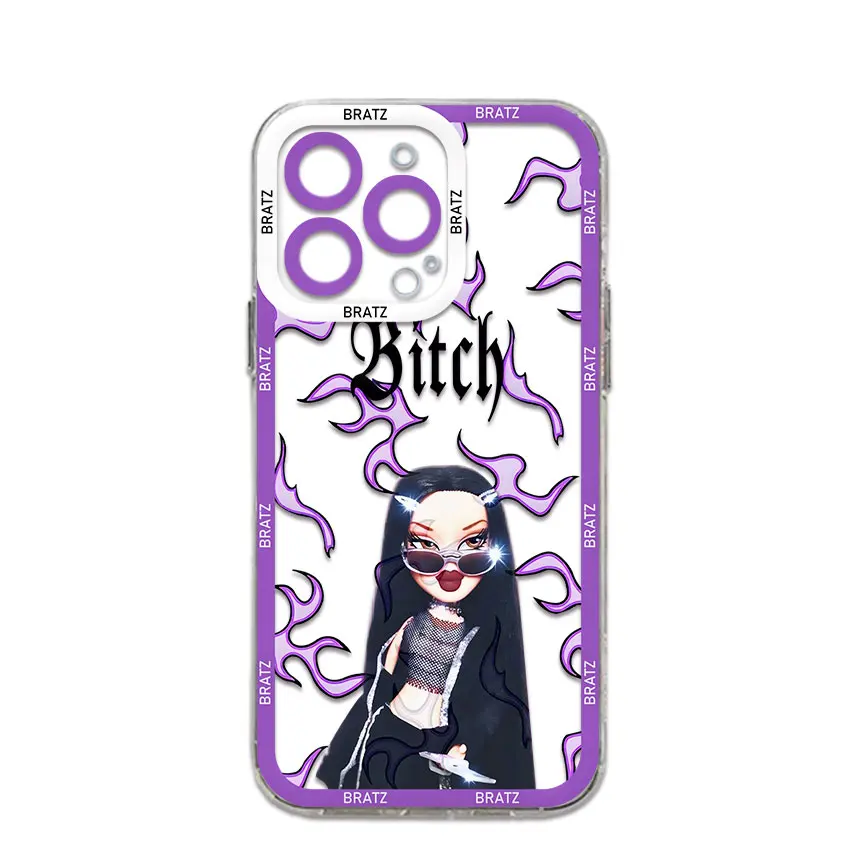 Cute Phone Case For iPhone 15 14 13 12 11 Mini Pro Max X XR XSMax 6S 6 7 8 Plus SE20 Transparent Girl Bratzs Doll Cover