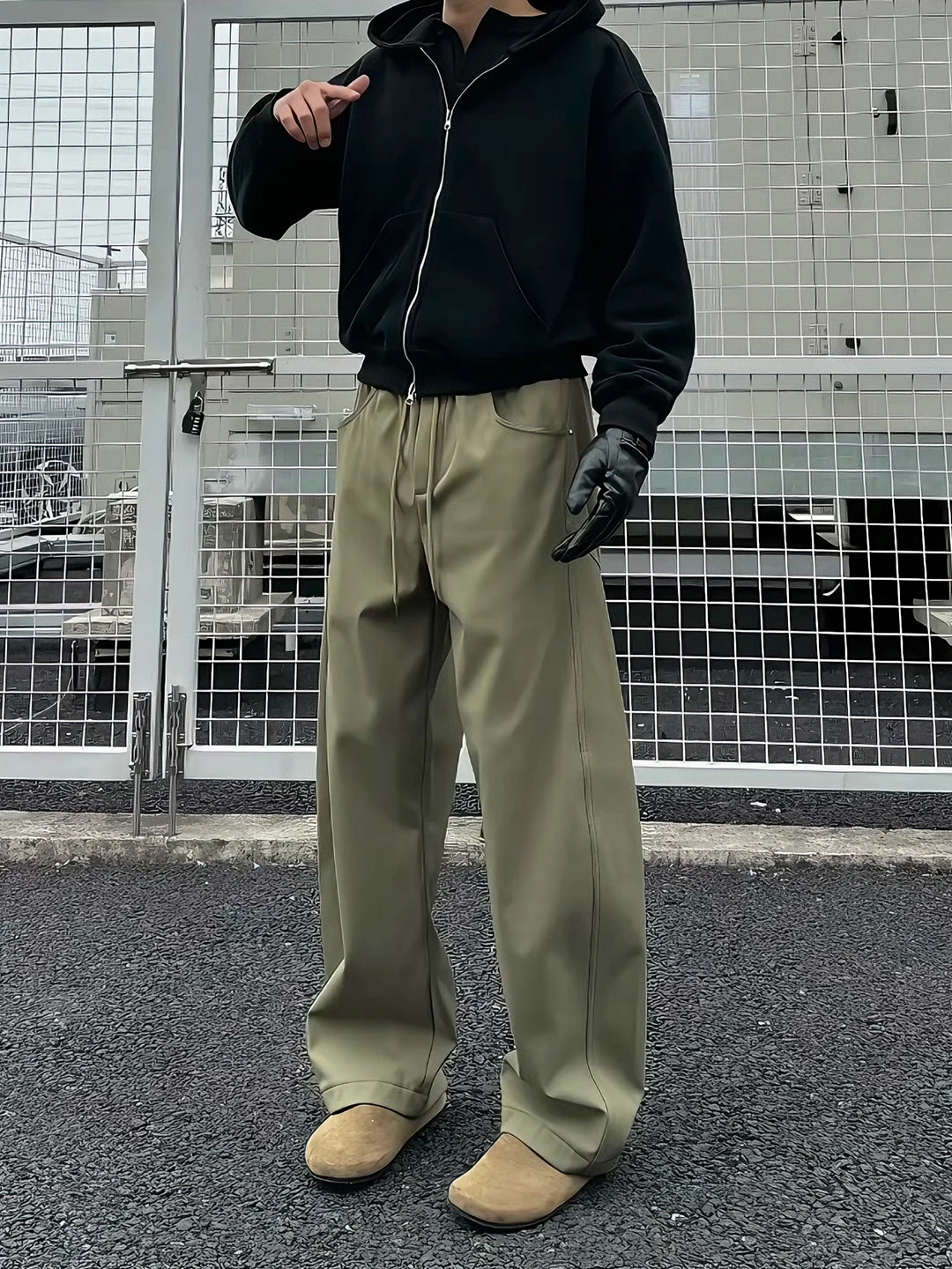 

Military een Fce Lined Men's Straight Leg Casual Pants Winter Thiened Knife Sweatpants Warm Slimming Trousers