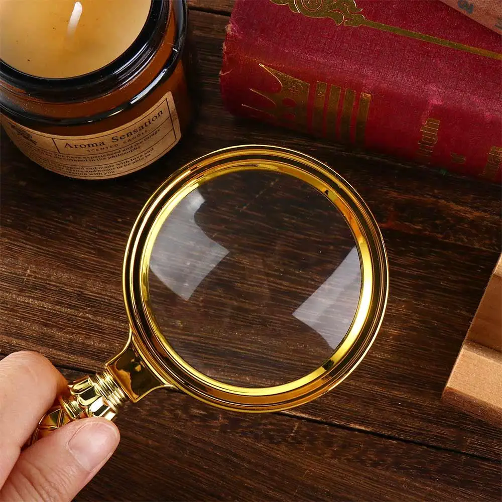 70mm Handheld Magnifier High Definition Glass Lens Eye Loupe Glass Portable 10X Handheld Magnifying Glass Reading