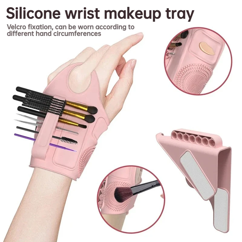 Portable Handheld Silicone Makeup Pad Wristband Multi Function Makeup Tools Storage Holder Beauty Makeup Assistant Accessory