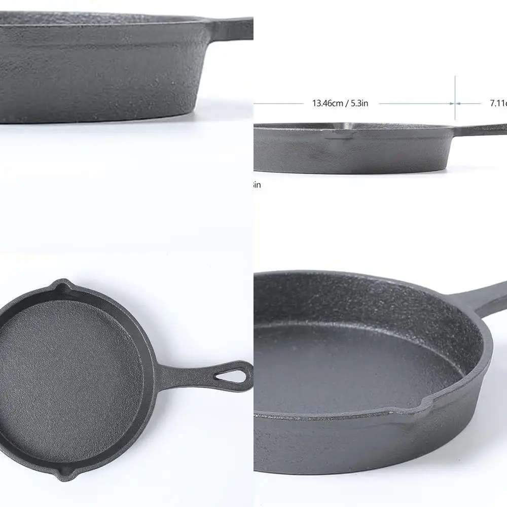 

5.3 Inch Round Cast Iron Mini Skillet Set, 12 Pieces, Black