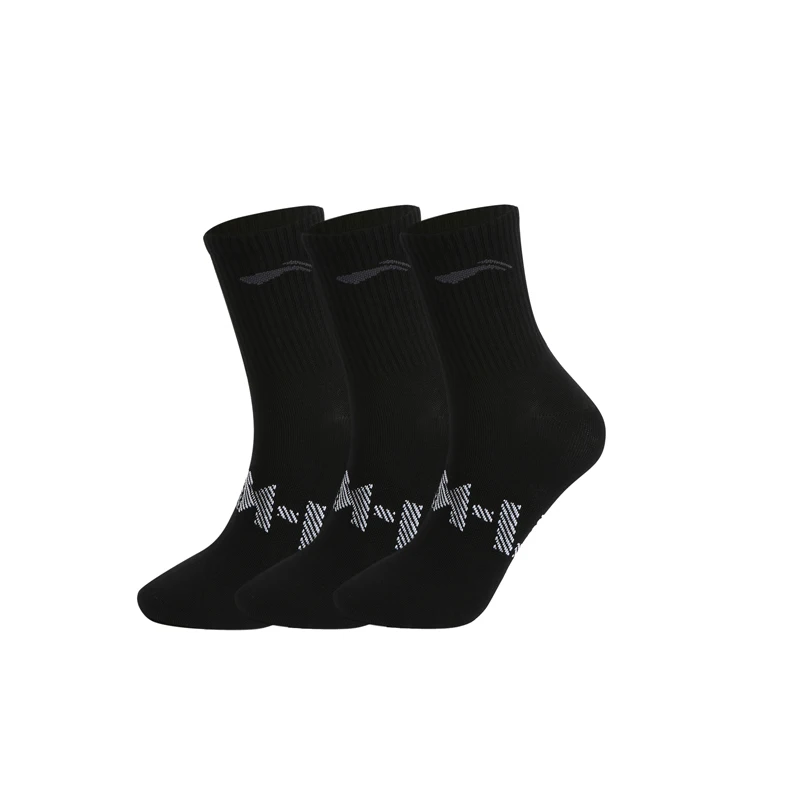Li-Ning Unisex 3 Paar Socken im Sportstil für Herren und Damen, 22-28 cm, atmungsaktiv, mit LiNing-Schriftzug, atmungsaktive Sportsocken, AWTV005 – Detail 2
