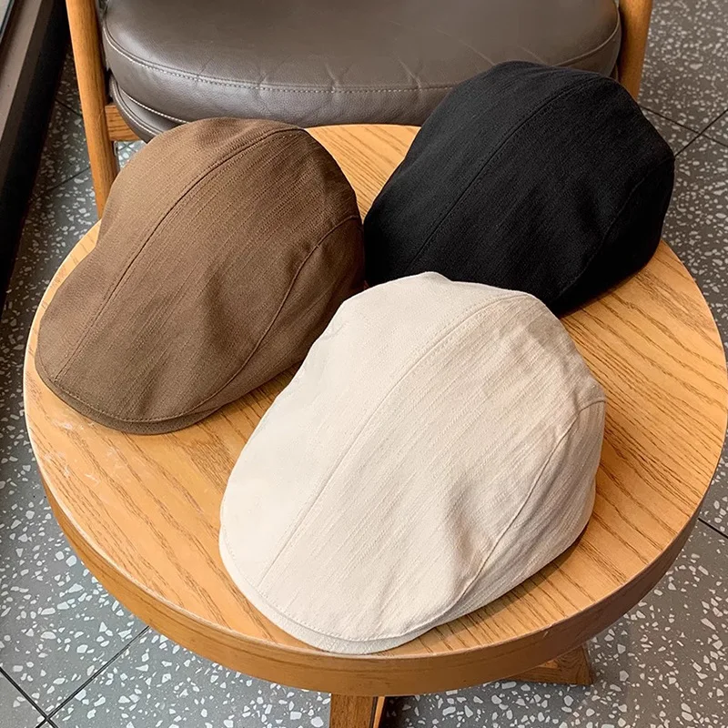 Frühling Herbst Britischer Stil Retro Baskenmütze Vielseitige Japanische Newsboy-Mütze Einfache Schirmmütze im Vintage-Stil