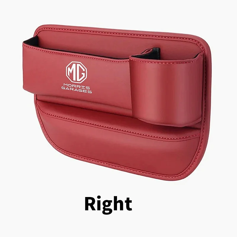 Multifunctional Seat Crevice Storage Box For MG ZS EV HS GT One, PU Leather Car Seat Gap Pocket With Water Cup Holder