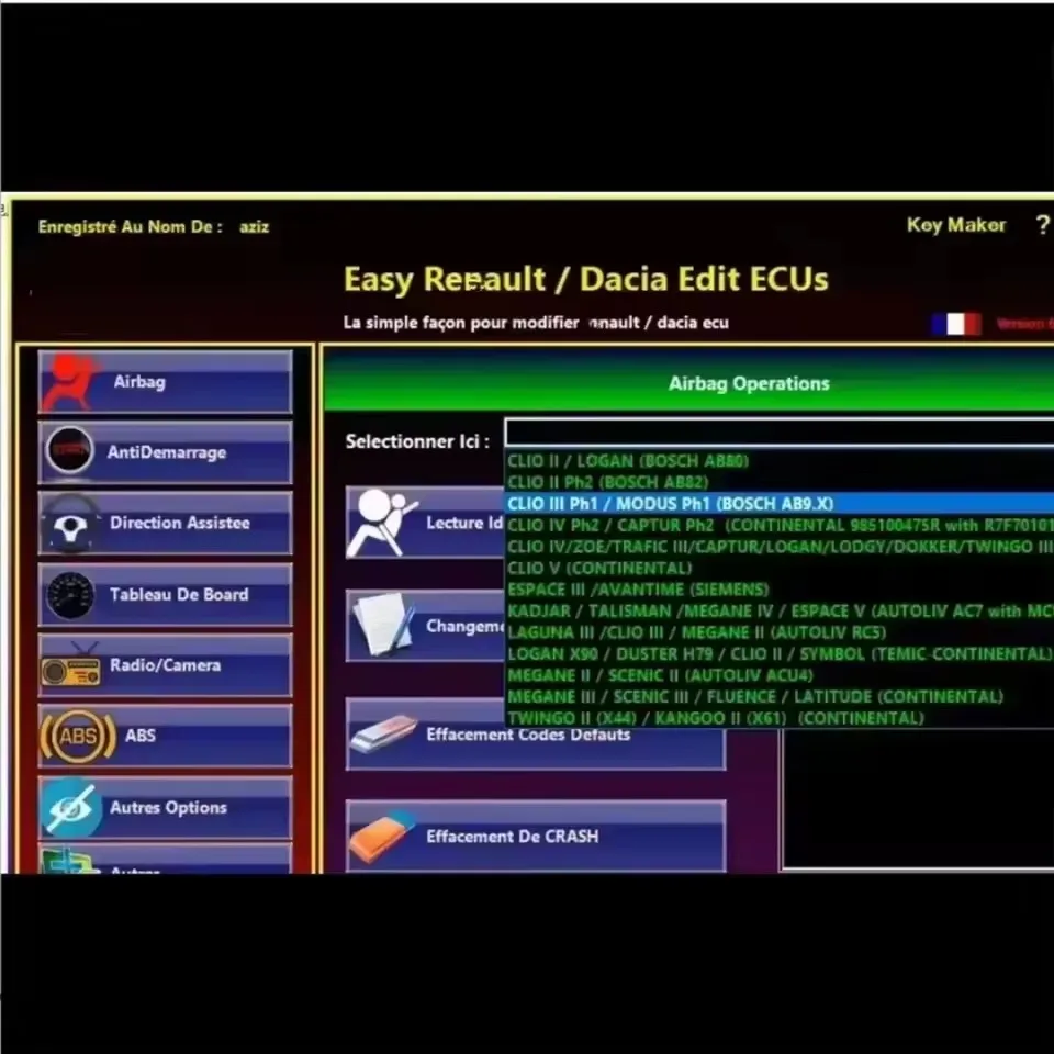 2025 Easy Ren/ault 6.1.4 logiciel pour Renault ECU programmeur clair Crash Airbag cartes clés UCH nettoyant travail avec OBDLink Renolink
