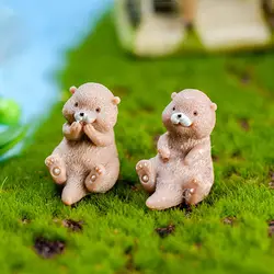 Otters Figurine Mini Home Decor Fairy Garden Dollhouse Bonsai Ornament Otter Figurines Animal Model Gift DIY