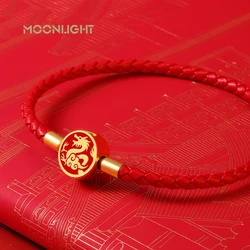 MOONLIGHT Lucky Dragon Shape Charm Bracelets High Quality Braided Leather Bracelet Fashion Couple Accessories New Year Gifts