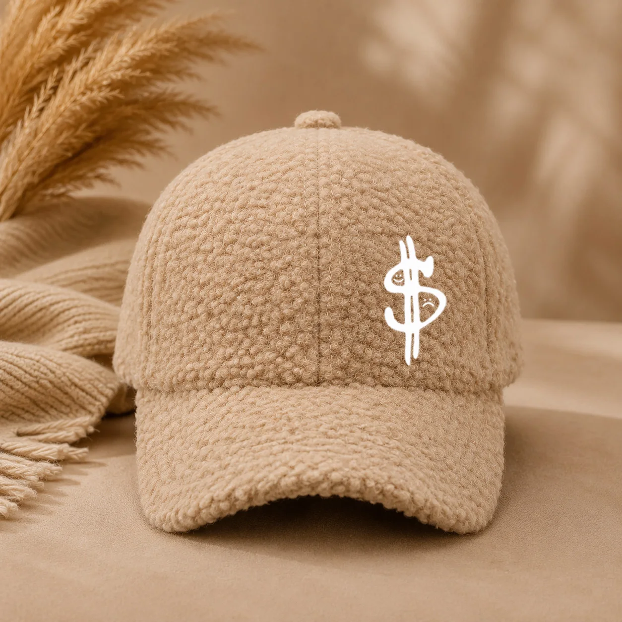 Unisex Baseball Cap, Dollar Sign Printed Adjustable Curved Brim Dad Cap, Soft Warm Cozy Winter Streetwear for Casual Daily Wear