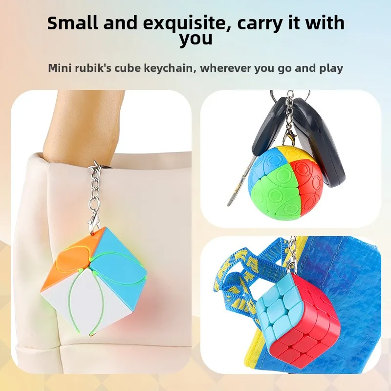 KeyChain 3x3x3 Mini Magic Cube Charms Pendant Key Ring Educational Decompress Fidget Toys 3.5cm