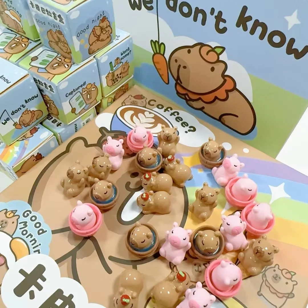 48pcs/box Cartoon Doll Capybara Blind Box Toys Simulation Mini Capybara Action Doll Children's Birthday Gift Toy Ornaments