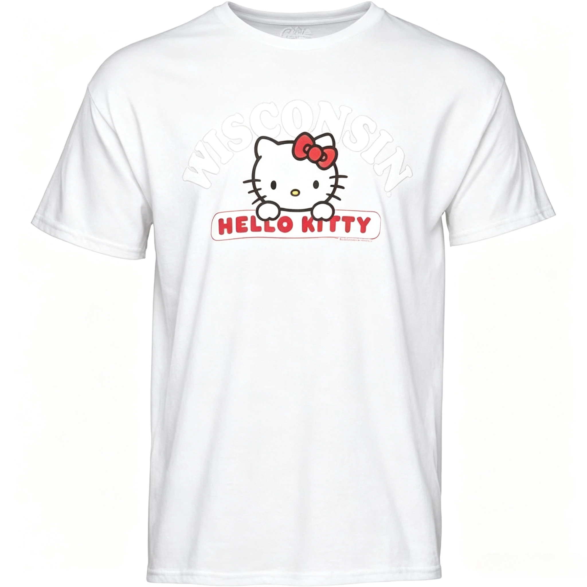 Sanrio Hello Kitty Wisconsin T Shirt Cute Cartoon Letter Front Print Short Sleeve Tee Casual Summer Unisex Tops