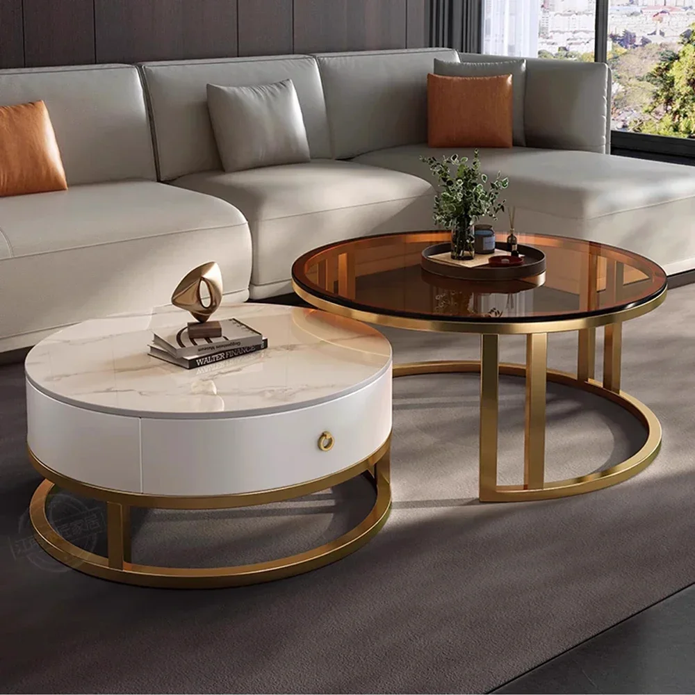 Round Unique Coffee Tables Waterproof Modern Simple Metal Coffee Tables Aesthetic Organizer Muebles De La Sala Home Decoration