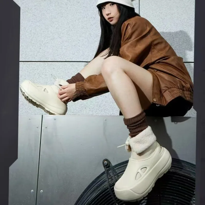 

High Top Cotton Shoes for Women in Winter Warm and Plush Thick Snow Boots EVA Thick Sole Shock-absorbing Soft Sole Women Shoes