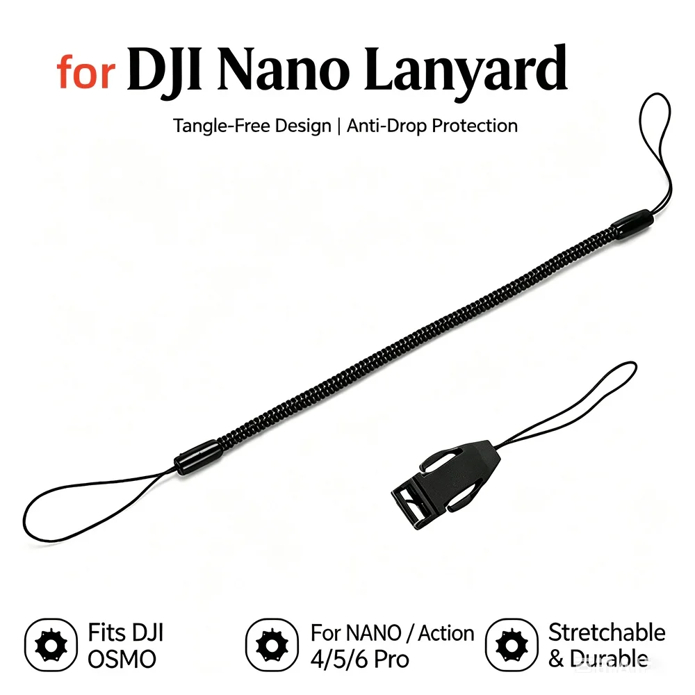 For DJI Osmo Nano Thumb Action Camera Retractable Stretch Spring Anti-Lost Lanyard Safety Neck Strap Anti-Drop Accessories