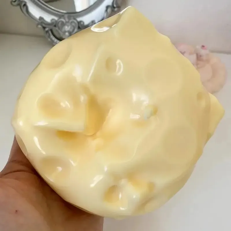 Cheese Bread Cake Squishy Toy Soft Stress Relief Sensory Fidget Ball Motorcycle Decor Fun Toy
