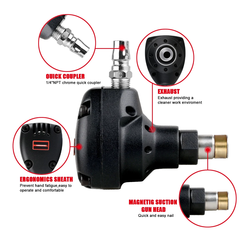 Imagem -05 - Martelo Pneumático Palma para Carpintaria Leve Pistola de Pregos Conveniente Fácil de Usar Nenhum Esforço Necessário Aeropro-msn90