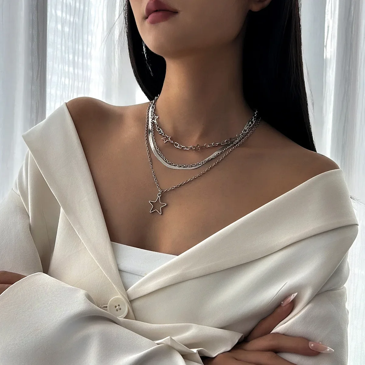

Internet Celebrity Style Woman Choker Accessories for Girls Personality Jewellery Women Neck Jewelry Five-pointed Star Gift Sets