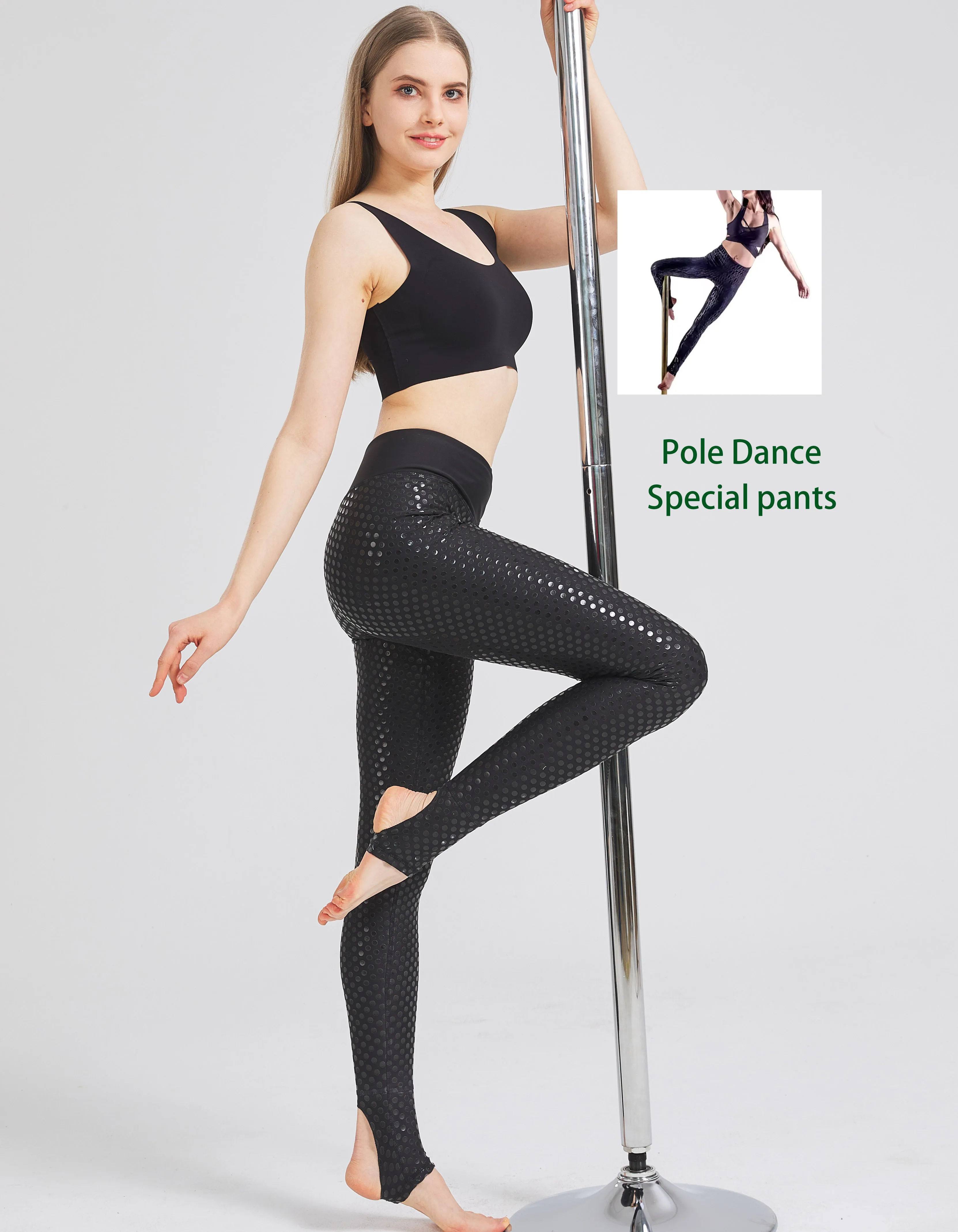 Anti-slip aerial dance pole dance pants silicone wear-resistant lining pants nightclub dance costumes