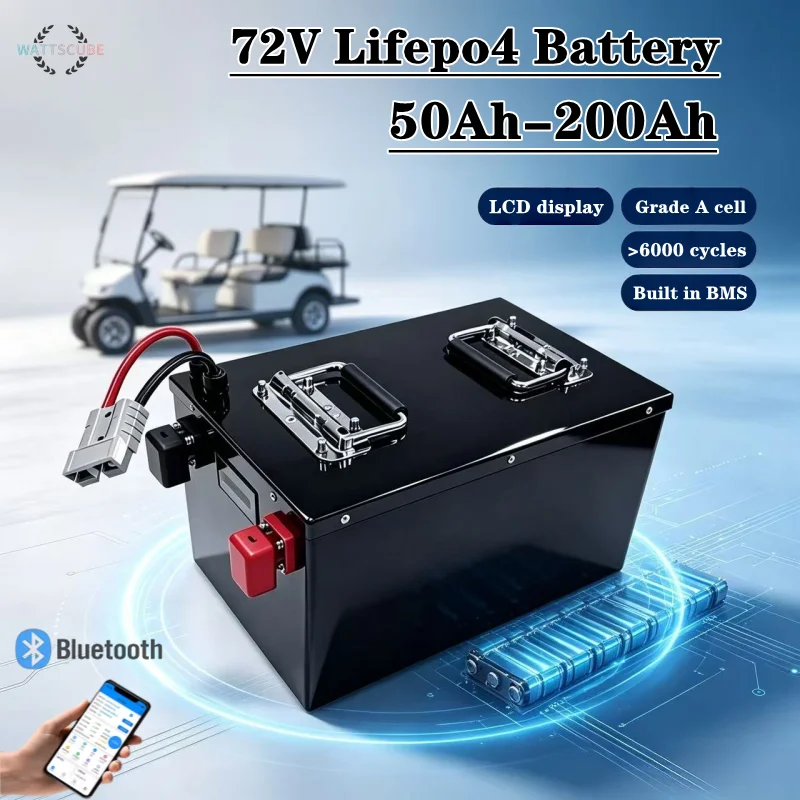 72V Lithium Iron Phosphate Battery with Charger 40Ah 50Ah 60Ah 80Ah 100Ah High Capacity BMS for Electric Scooter Bicycle Moto up