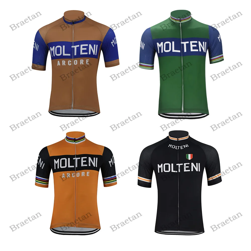 Molteni Retro Cycling Jersey Summer Short Sleeve Clothing Full-zipper