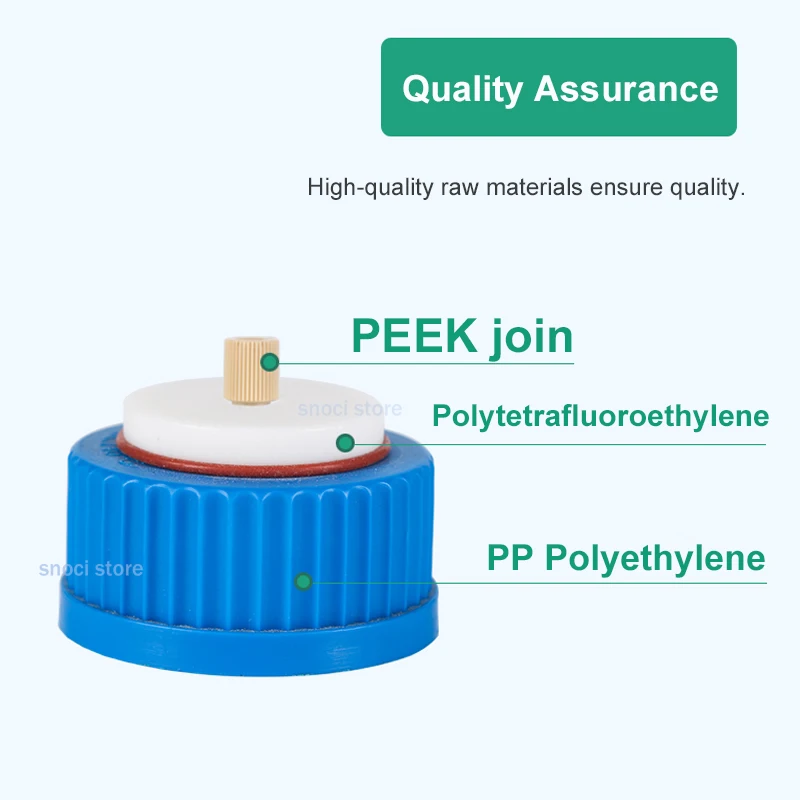 غطاء زجاجة المذيبات على الطور المتنقل GL45 مع موصل نظرة خاطفة HPLC غطاء زجاجة المذيبات زجاجة المرحلة المتنقلة 1/2/3/4 ثقوب ، قطعة واحدة