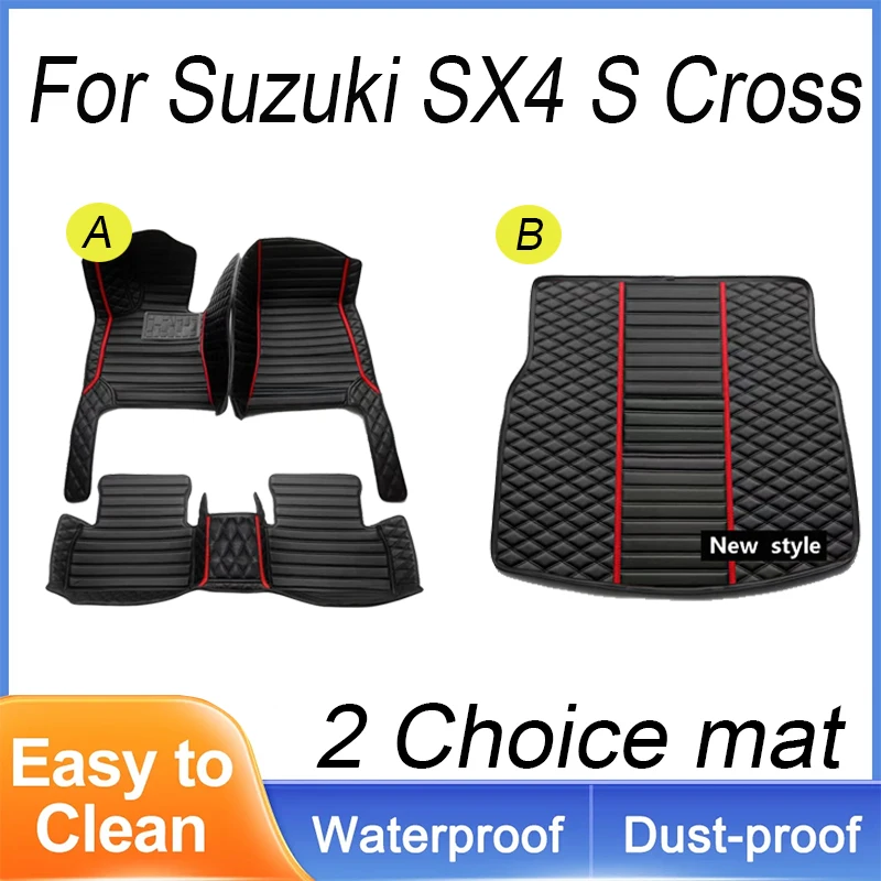 

Custom Auto Luxury Leather Car Floor Mat For Suzuki SX4 S Cross 2020 2021 2022 Car Mat Full Set Women Waterproof Accessories